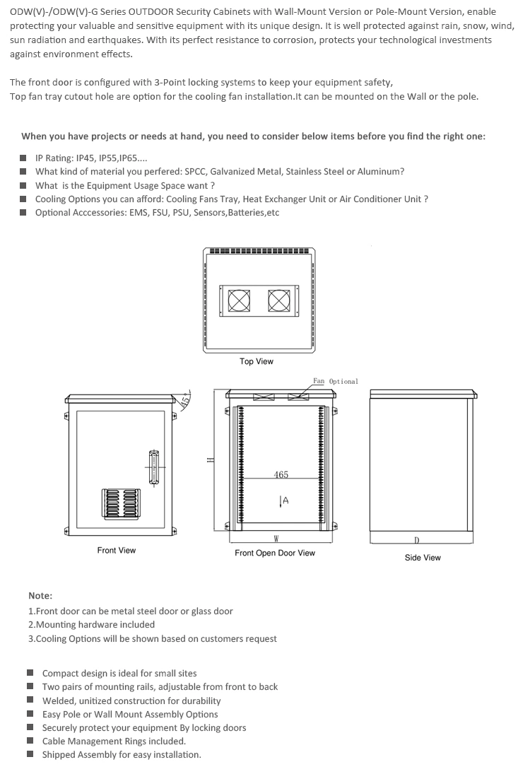 IP45 IP55 IP65 Outdoor Network Rack Cabinet Wall Mount Telecom Cabinets