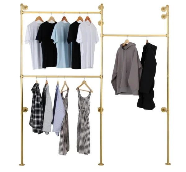 Kids Garment Rack Dress-up Closet, Rolling Pipe Open Clothing Rack with Wood Storage Shelf, Children Rack with 2 Hanging Rods