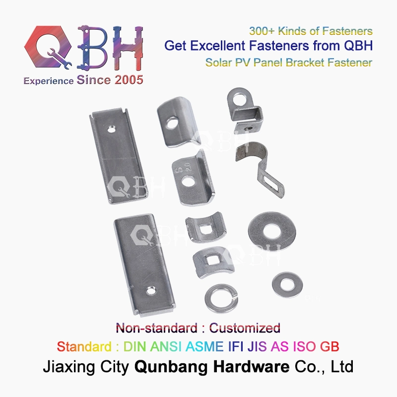 Qbh Customized Stainless Steel Solar Energy Power Photovoltaic PV Panel Bracket Rack Stent Stand Non-Standard Stamping Pressing Hardware Accessories Metal Shim