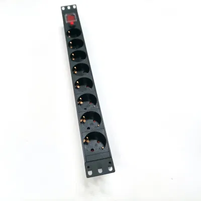 8 Ways German Germany PDU Socket with Overload Protection Switch Extension Power Strip for PDU Cabinet